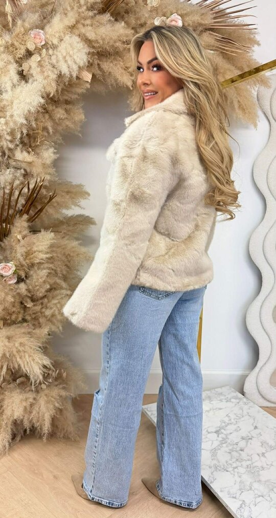 GLAMOUR FAKE FUR JACKET 1100 BEIGE GLAMOUR FAKE FUR JACKET 1100 BEIGE