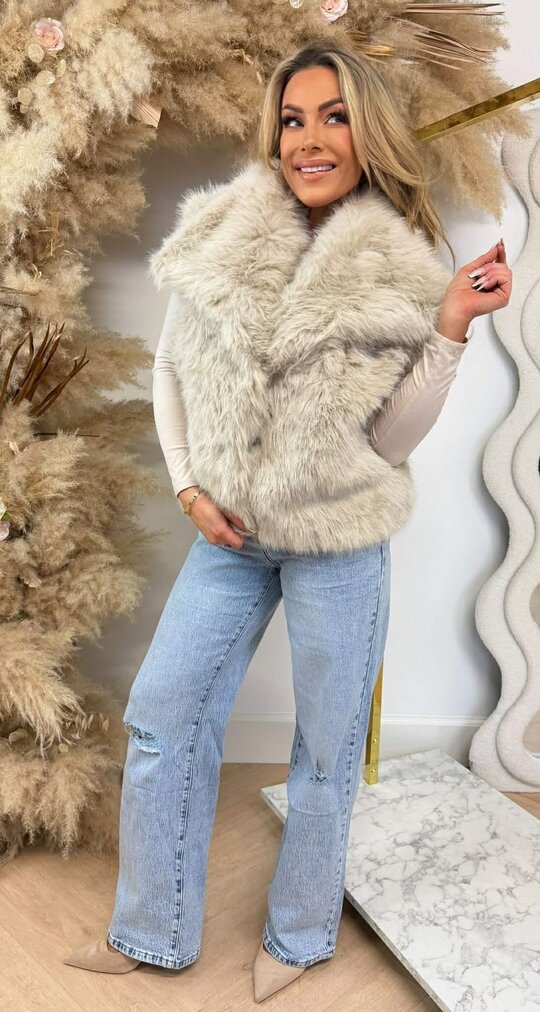 MUSTHAVE FAUX FUR GILET 1107 BEIGE MUSTHAVE FAUX FUR GILET 1107 BEIGE