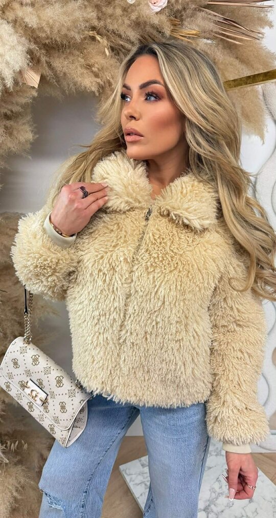 SHEEP VEGAN FUR JACKET 8799 BEIGE SHEEP VEGAN FUR JACKET 8799 BEIGE