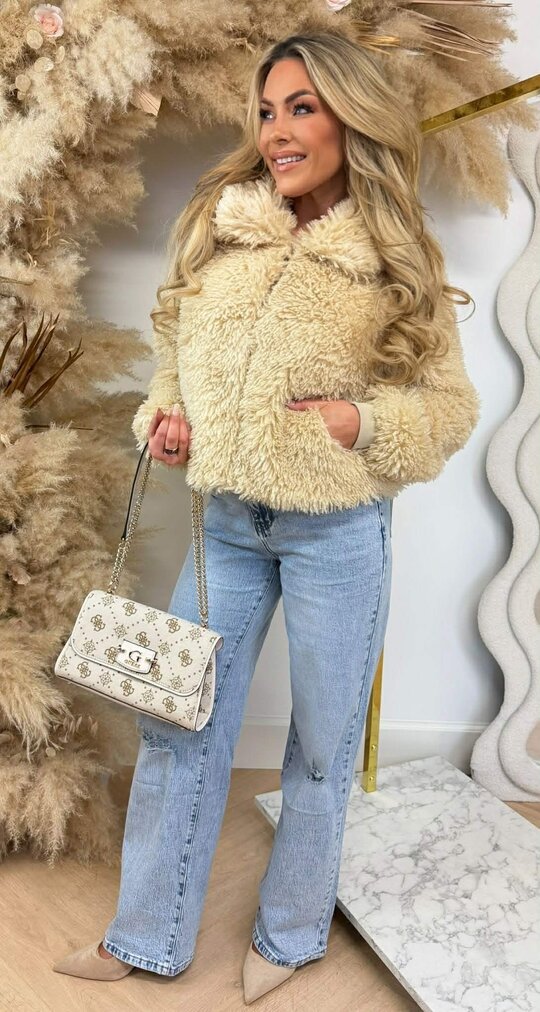 SHEEP VEGAN FUR JACKET 8799 BEIGE SHEEP VEGAN FUR JACKET 8799 BEIGE