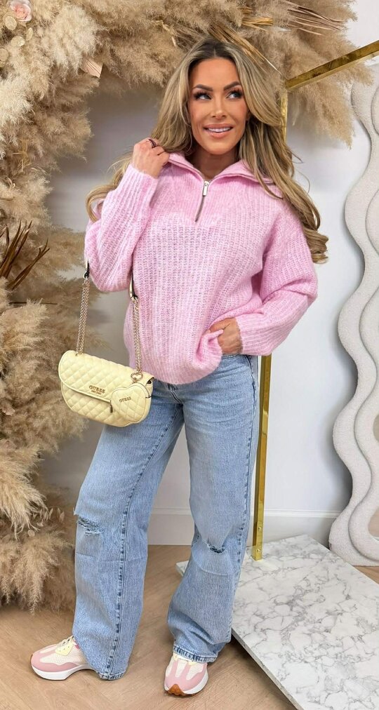 ZIPPER COMFY SWEAT 8501 PINK