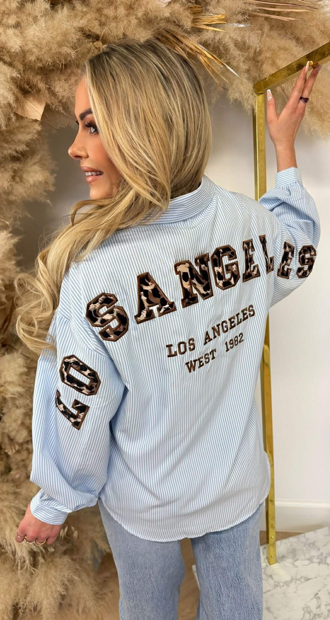 LOS ANGELES STRIPE BLOUSE R7465 BLUE