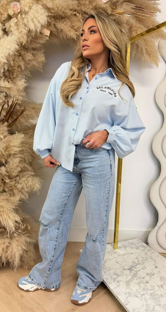LOS ANGELES STRIPE BLOUSE R7465 BLUE