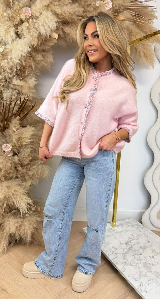 BLOEMIE KNITTED VESTJE 48433 ROSE