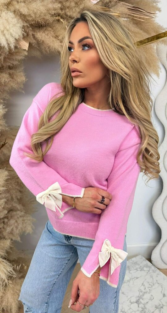 BOW CUTE SWEAT AM349 ROSE BOW CUTE SWEAT AM349 ROSE