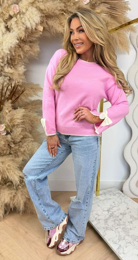 BOW CUTE SWEAT AM349 ROSE BOW CUTE SWEAT AM349 ROSE