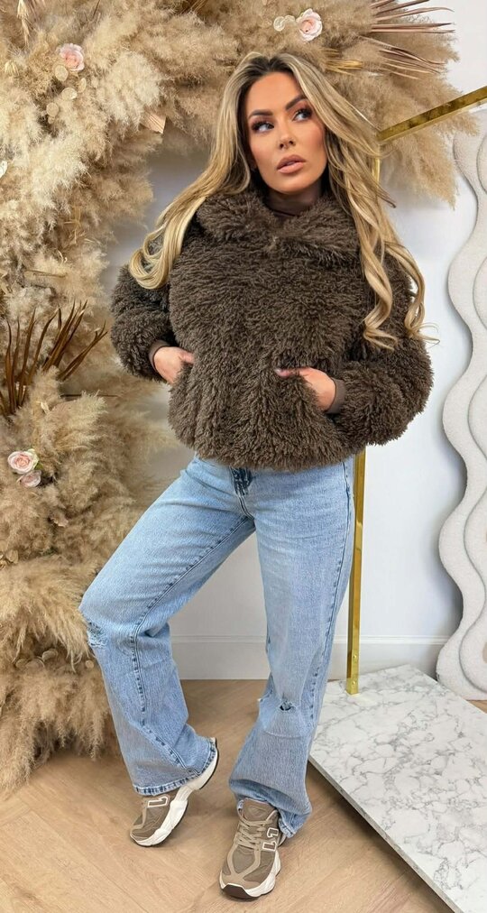 SHEEP VEGAN FUR JACKET 8799 TAUPE