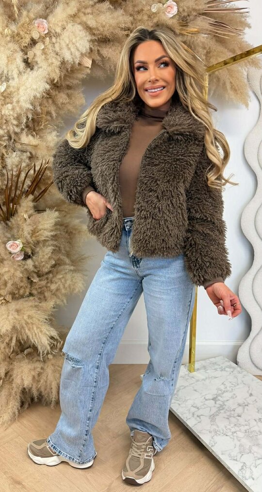 SHEEP VEGAN FUR JACKET 8799 TAUPE