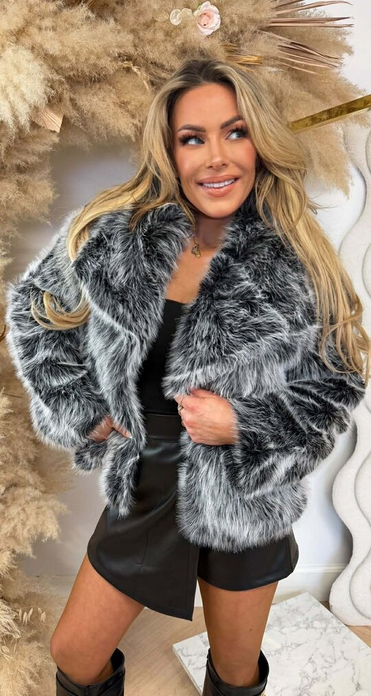 MELODY FAUX FUR JACKET V226 BLACK MELODY FAUX FUR JACKET V226 BLACK