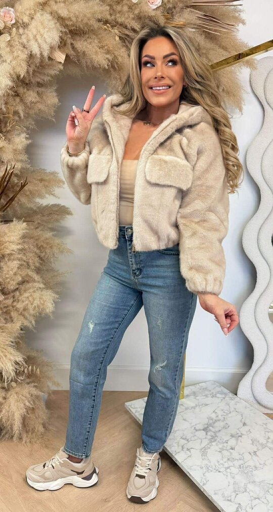 MUSTY FAKE FUR JACKET 1296 BEIGE MUSTY FAKE FUR JACKET 1296 BEIGE