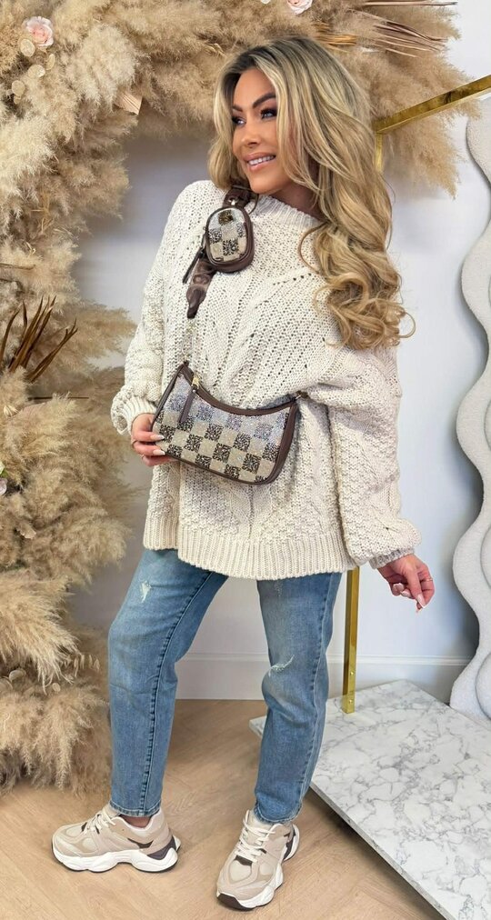 OVERSIZED KNITTED SWEAT BEIGE