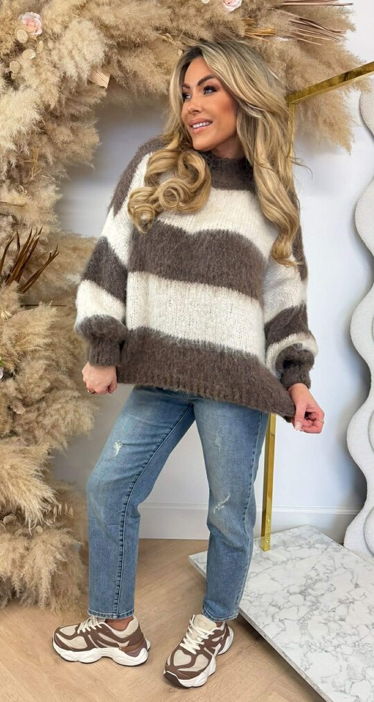 LO BIG STRIPE SWEAT COFFEE