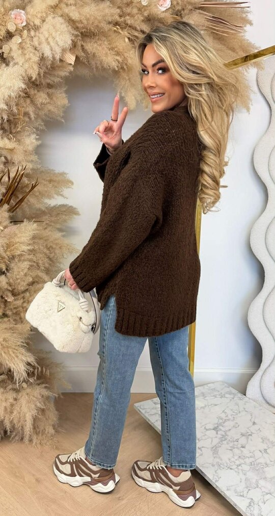 BOXY KNIT SWEATER CHOCO