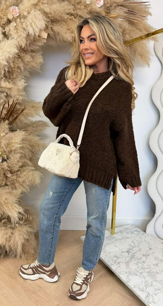 BOXY KNIT SWEATER CHOCO