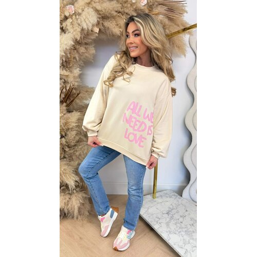 ALL WE NEED IS LOVE SWEAT BEIGE