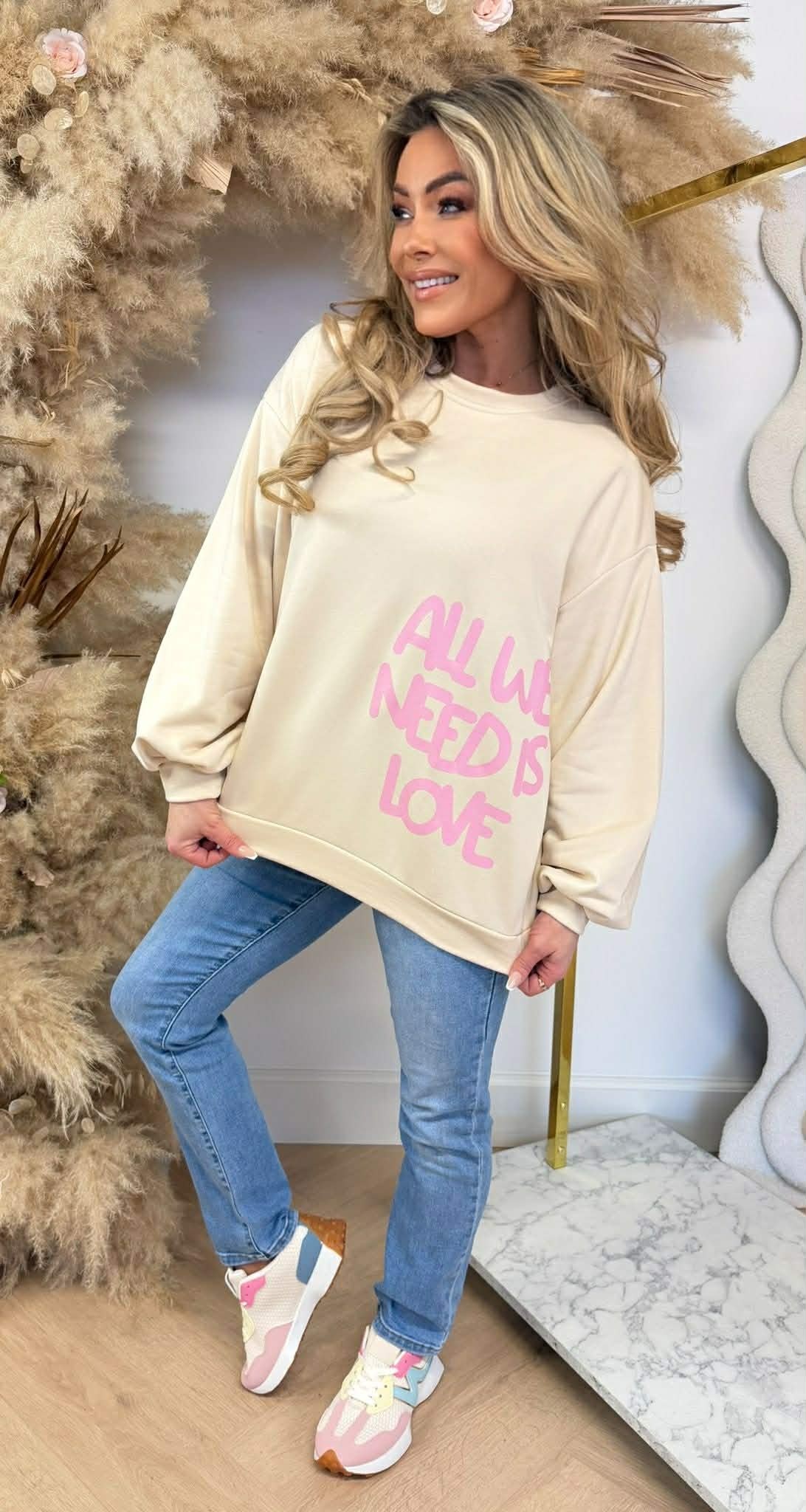 ALL WE NEED IS LOVE SWEAT 801772 BEIGE