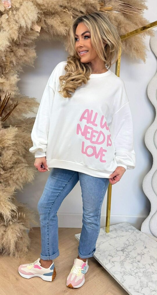 ALL WE NEED IS LOVE SWEAT OFFWHITE
