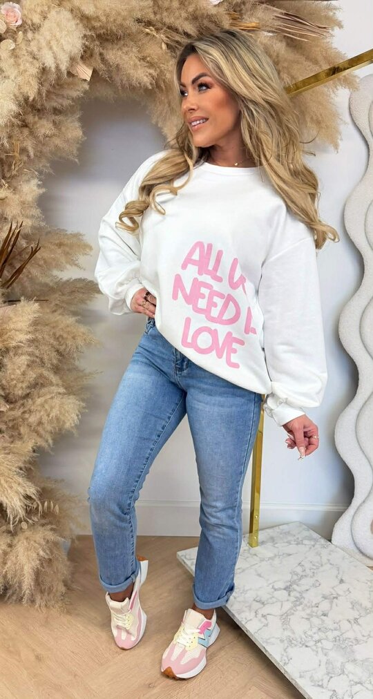 ALL WE NEED IS LOVE SWEAT OFFWHITE