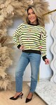 COLOUR STRIPE HEART SWEAT AM1069 YELLOW