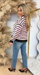 COLOUR STRIPE HEART SWEAT AM1069 PINK