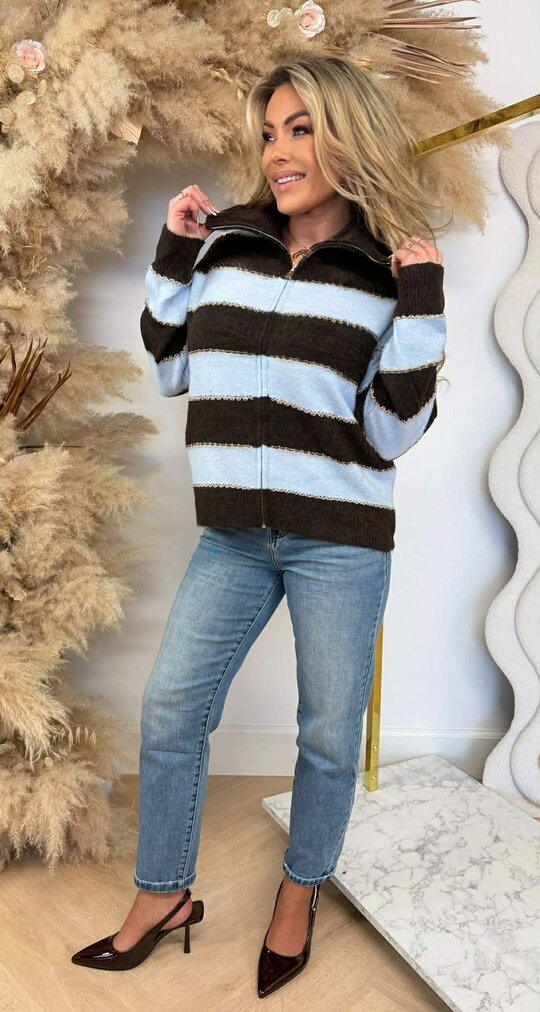 LUREX STRIPE VEST 1066 BLUE/CHOCO