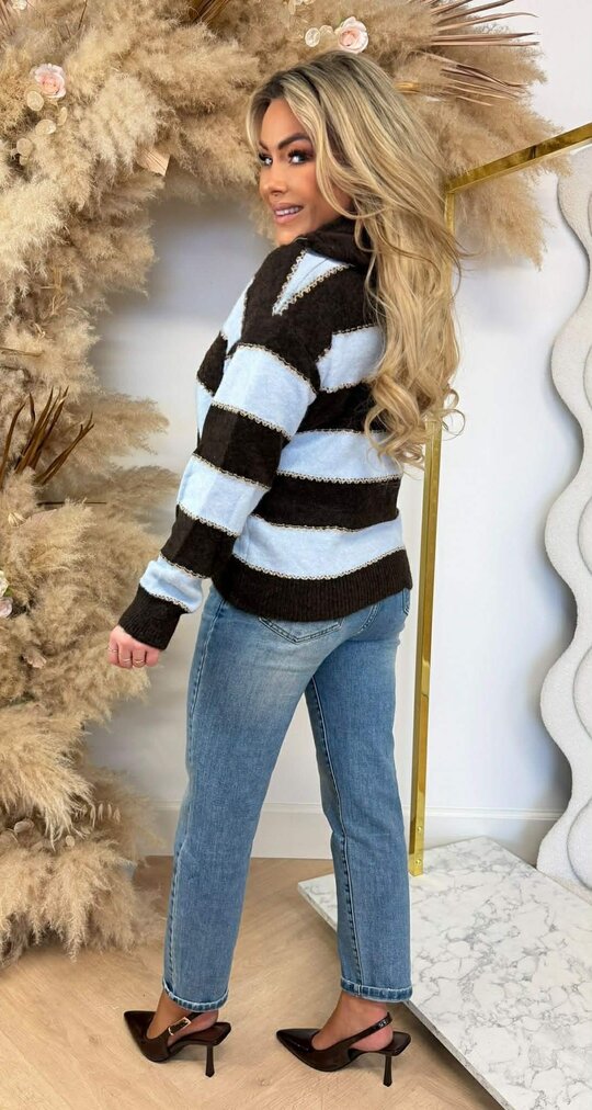 LUREX STRIPE VEST 1066 BLUE/CHOCO