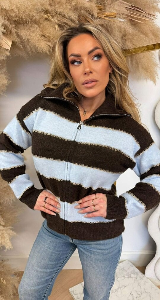 LUREX STRIPE VEST 1066 BLUE/CHOCO