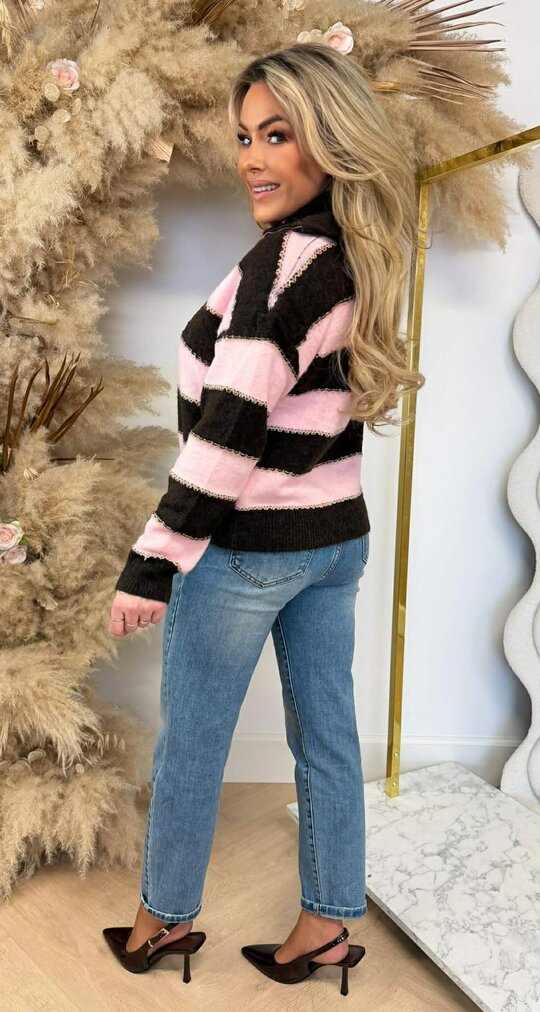 LUREX STRIPE VEST 1066 PINK/CHOCO LUREX STRIPE VEST 1066 PINK/CHOCO