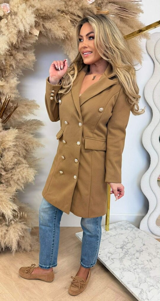 MILAN BUTTON VILT COAT CAMEL