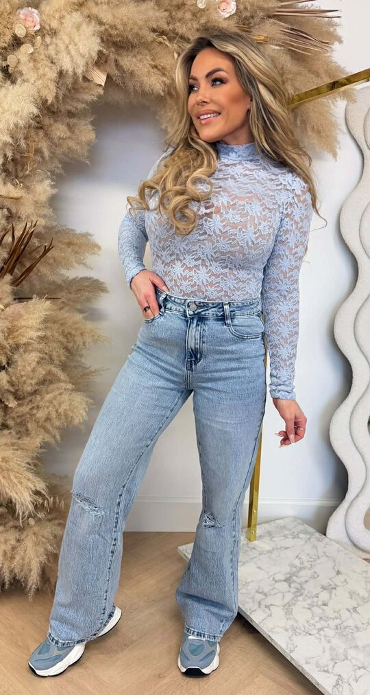 LESLEY BY SWAN LACE TOP 9883 BLUE