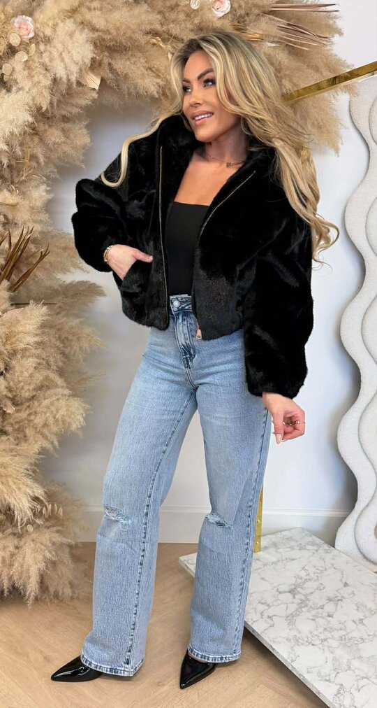 MUSTY FAKE FUR JACKET 1296 BLACK