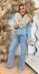 SHORT LEATHER LOOK FUR JACKET 56103 BLUE SHORT LEATHER LOOK FUR JACKET 56103 BLUE