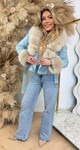 SHORT LEATHER LOOK FUR JACKET 56103 BLUE SHORT LEATHER LOOK FUR JACKET 56103 BLUE