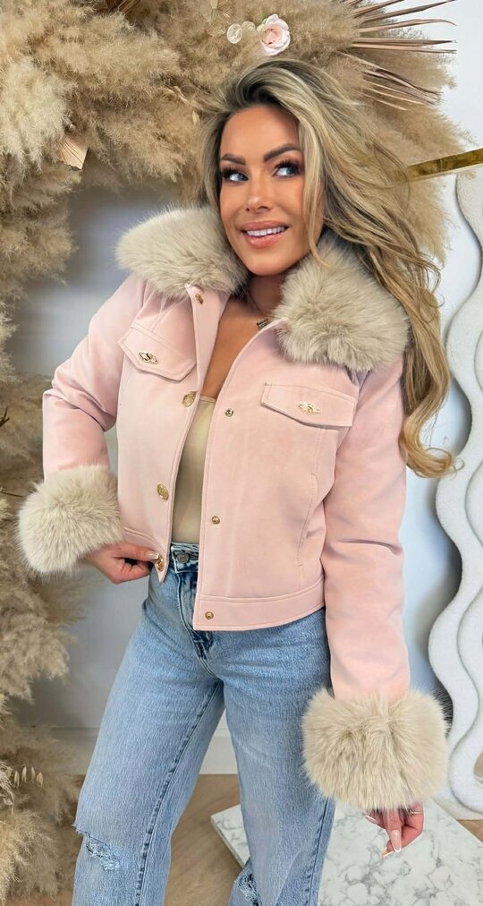 KEYLEY FUR BUTTON JACKET 56102 PINK