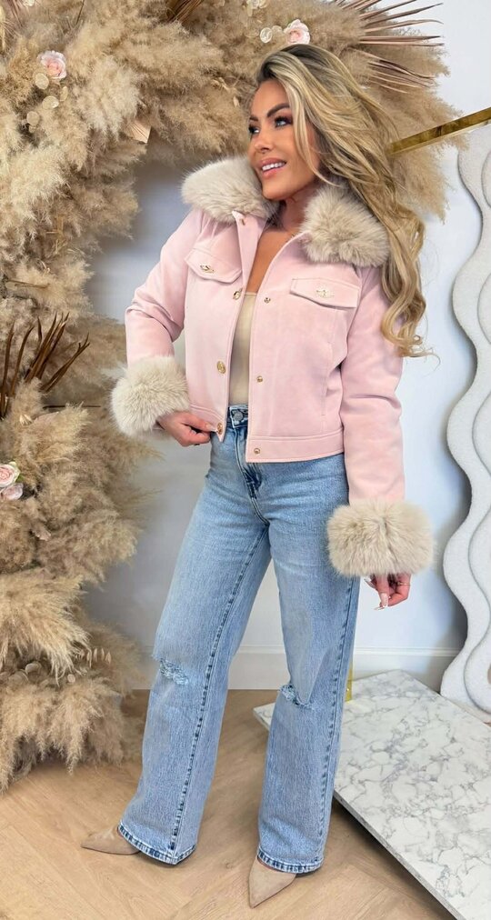KEYLEY FUR BUTTON JACKET 56102 PINK