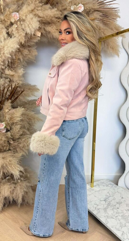 KEYLEY FUR BUTTON JACKET 56102 PINK
