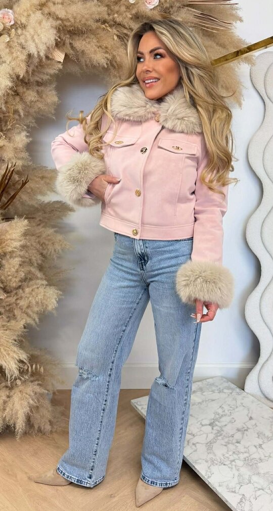 KEYLEY FUR BUTTON JACKET 56102 PINK