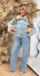KEYLEY FUR BUTTON JACKET 56102 BLUE