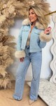 KEYLEY FUR BUTTON JACKET 56102 BLUE