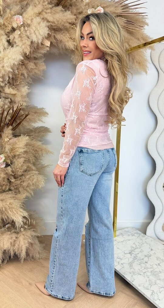 CINDY WATERFALL MESH TOP LIGHTPINK