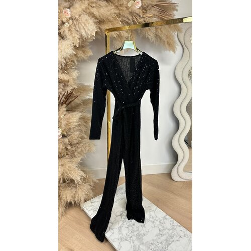 MIDNIGHT SPARKLE LONGSLEEVE JUMPSUIT BLACK