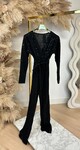 MIDNIGHT SPARKLE LONGSLEEVE JUMPSUIT BLACK