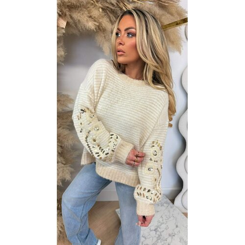 FAIRY FLOWER STRIPE TRUI 8276 BEIGE/WHITE