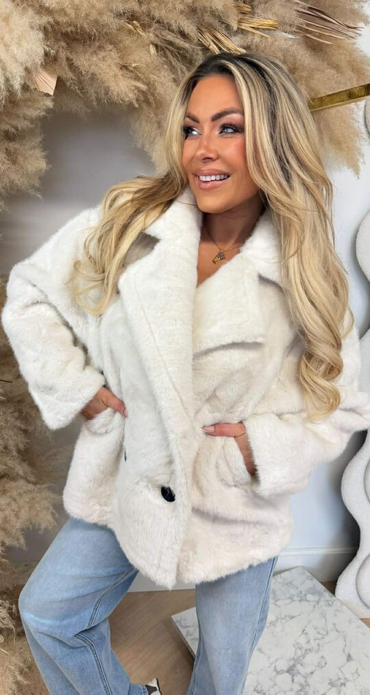 FAKE FUR COAT W02 LIGHTBEIGE