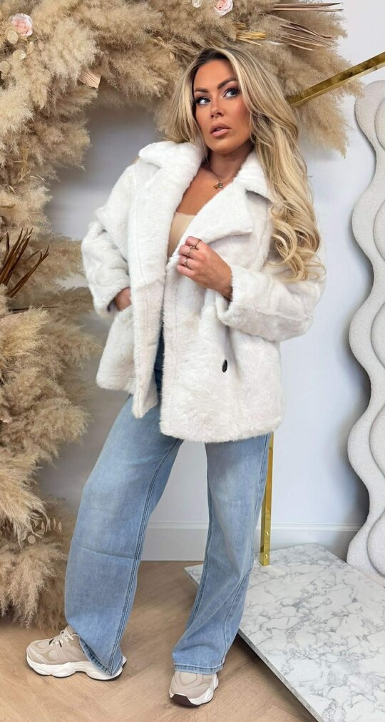 FAKE FUR COAT W02 LIGHTBEIGE