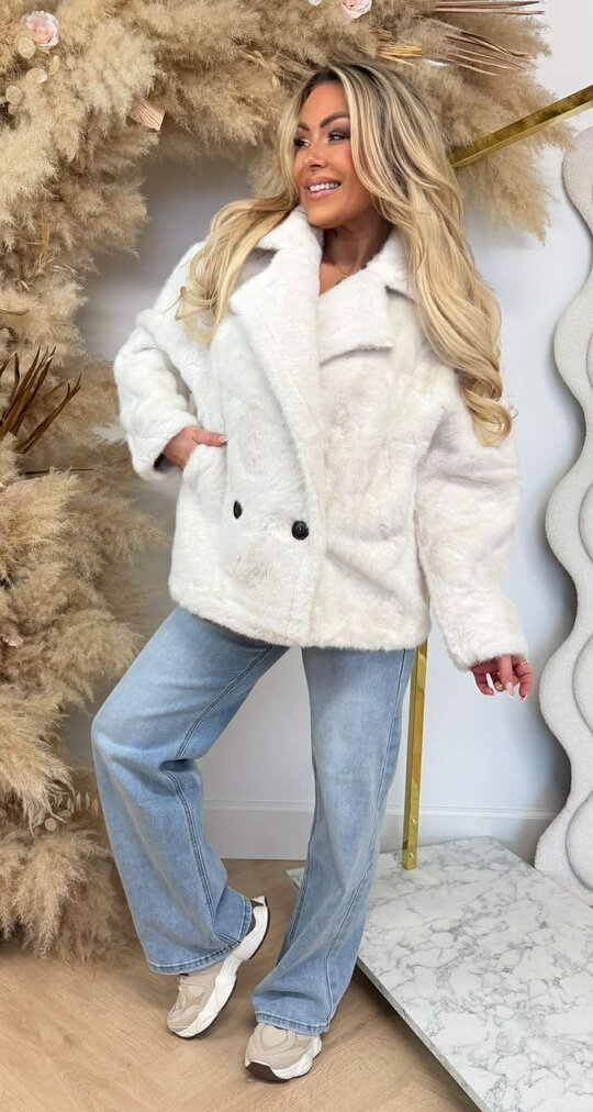 FAKE FUR COAT W02 LIGHTBEIGE