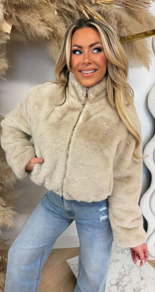 NENA FAUX FUR JACKET 7177 BEIGE
