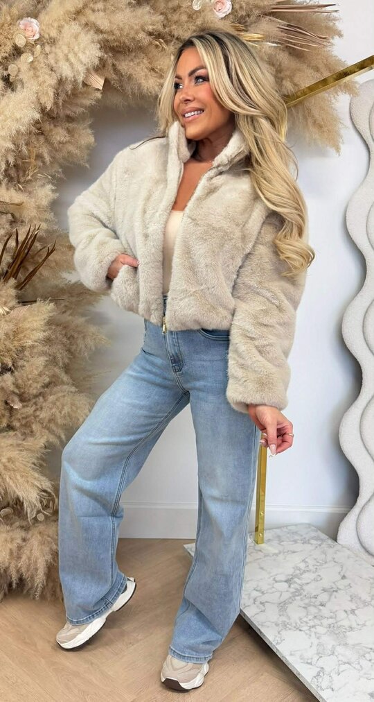 NENA FAUX FUR JACKET 7177 BEIGE