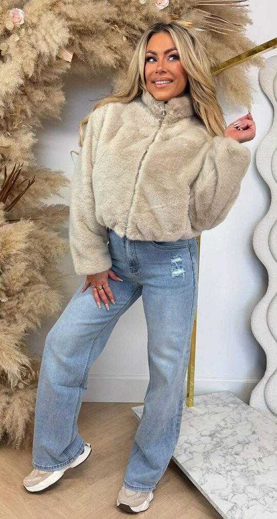 NENA FAUX FUR JACKET 7177 BEIGE