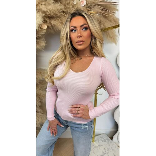 SUZY BASIC V RIB TOP LIGHTPINK
